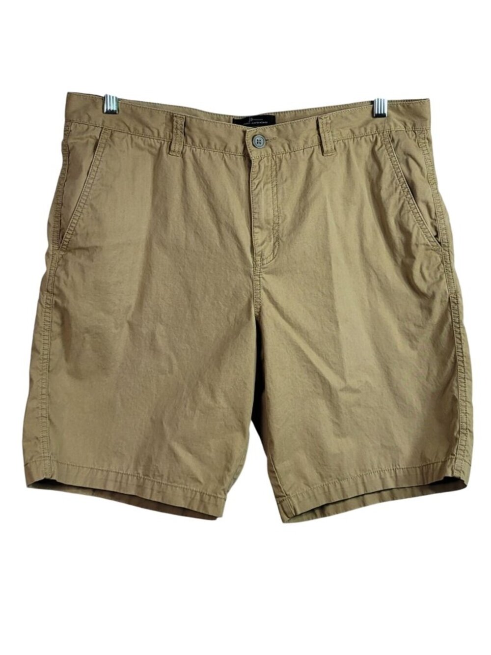 Marc Anthony Mens Chino Golf Shorts Tan Khaki Size 36 Zip Slim Fit 100% Cotton